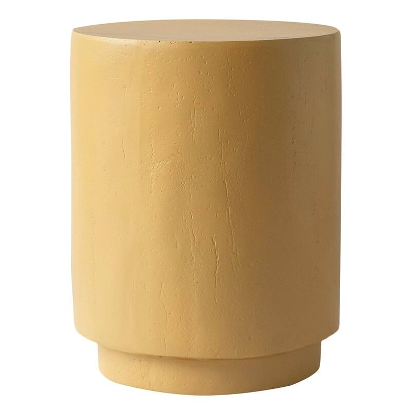 Ramble 14" Wide Round Side Table in Fiberstone Tapered Base Design End Table for Indoor and Outdoor - Beige