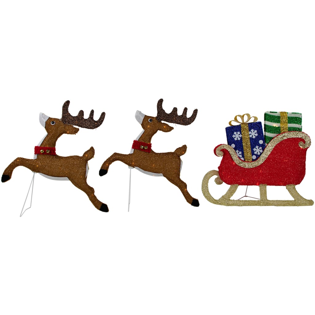 59" Lighted Reindeer with Sleigh Christmas Decoration