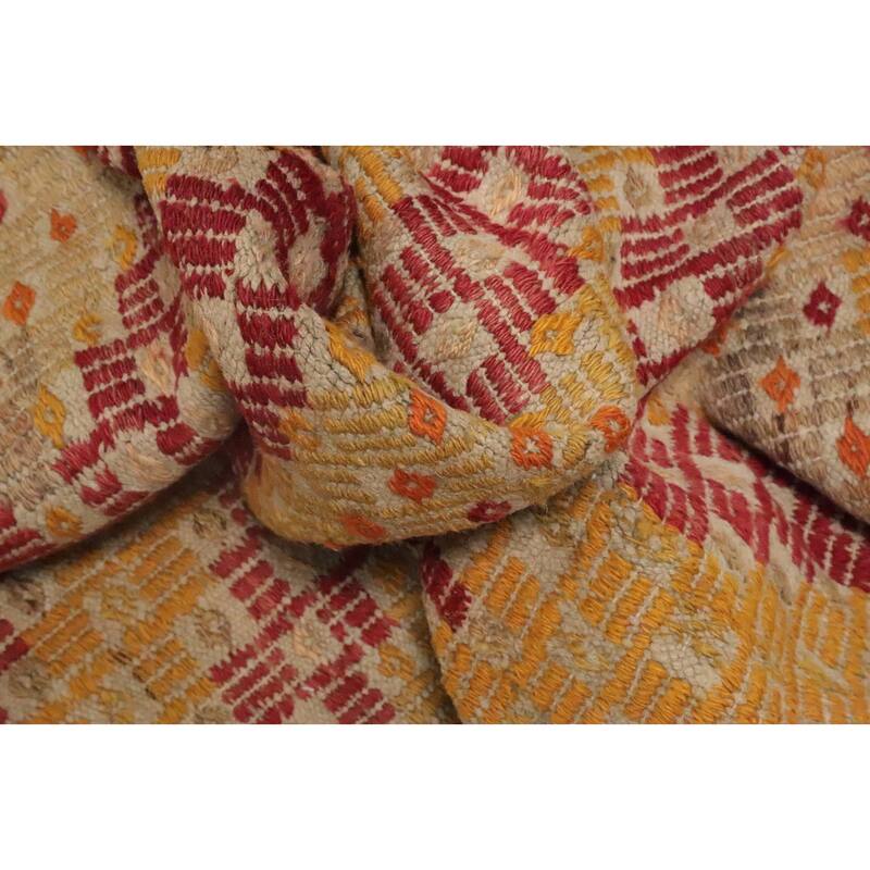 Hand Woven Oriental 100% Wool Carpet Southwestern Tribal Oranges & Rust Kilim Area Rug - 8' 5'' X 6' 2''