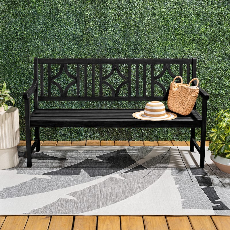 Laurel 59.1" 3-Seat Ogee Diamond-Back 600-Lbs Support Acacia Wood Outdoor Garden Patio Bench, by JONATHAN Y