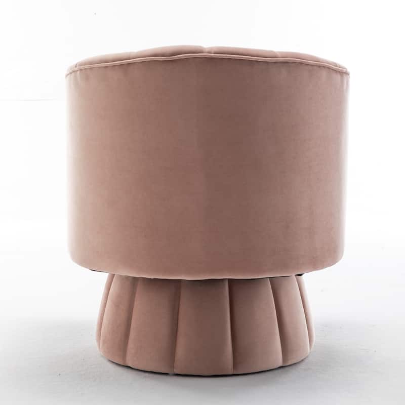 SEYNAR Modern Glam Velvet Upholstered Round Swivel Accent Arm Barrel Chair for Living Room