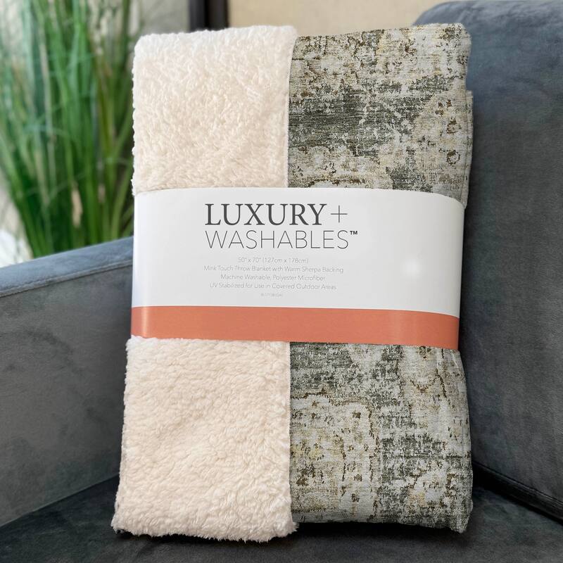 Premium Machine Washable Vintage Persian Sherpa Throw Blanket