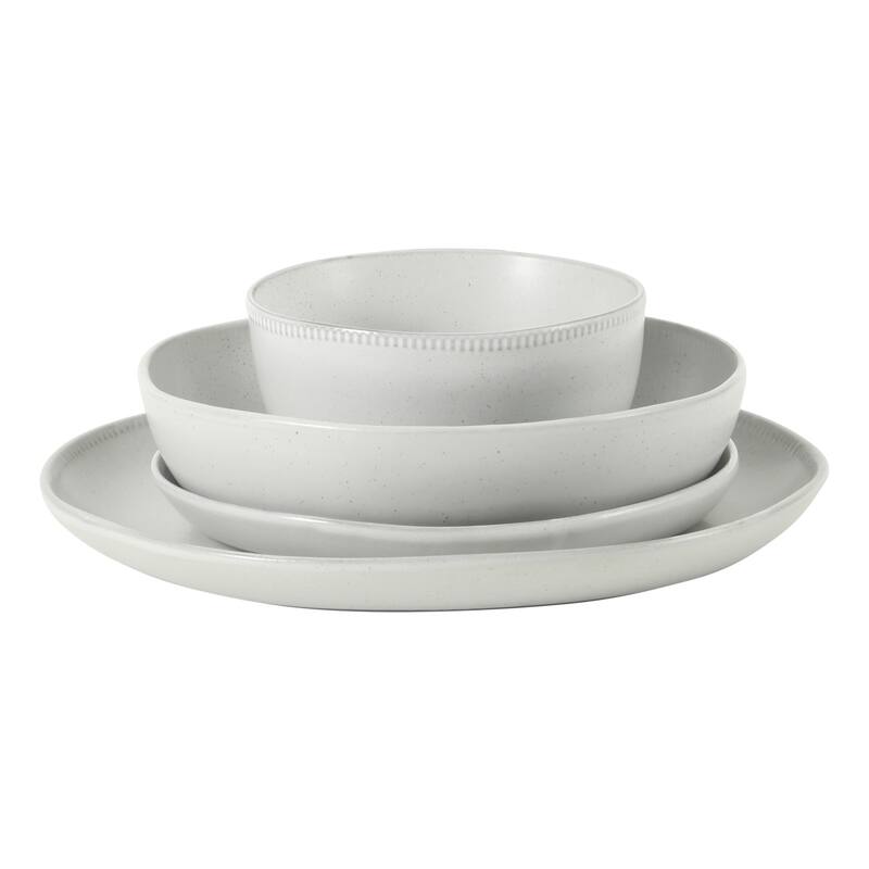 Gibson Elite Menlo Park 16-Piece Pottery Clay Stoneware Dinnerware Set - Reactive Glaze, Embossed, Service for 4