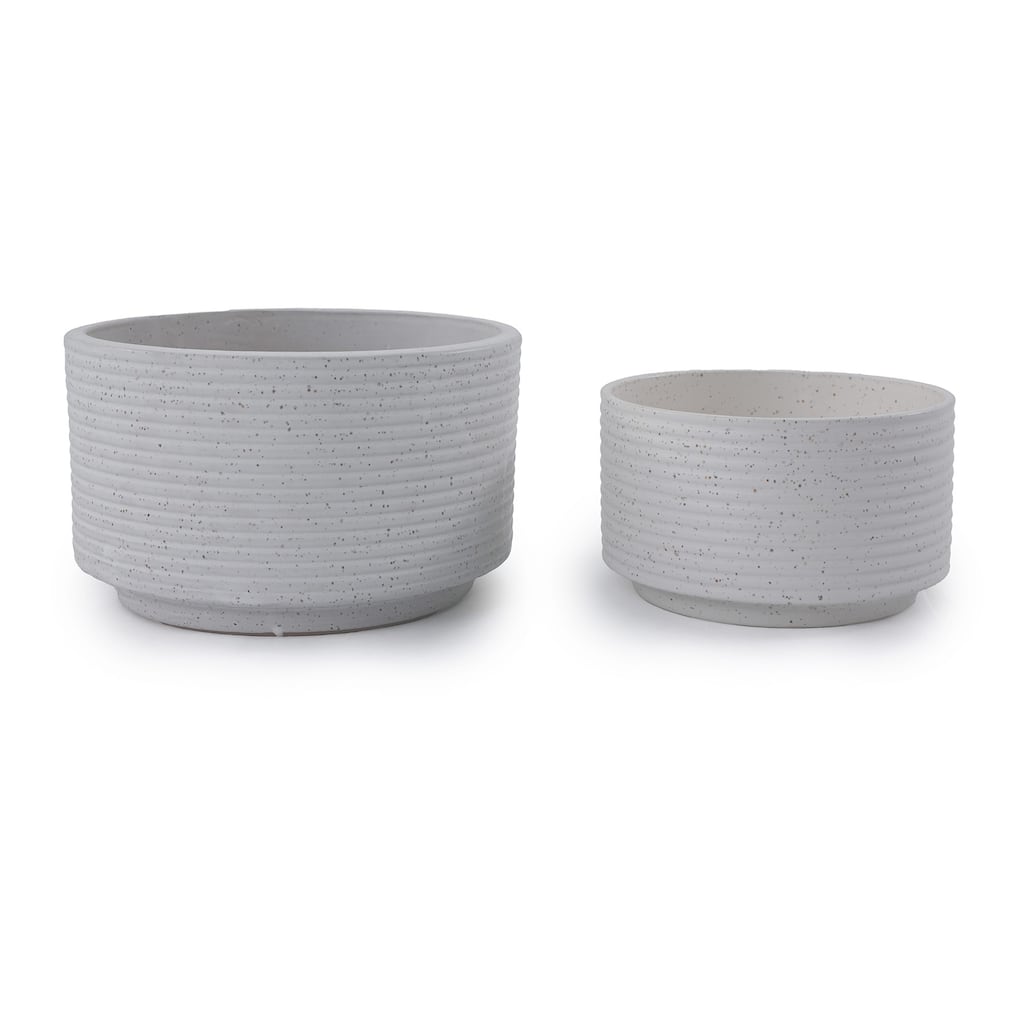 2 Pieces Ceramic Flowerpot, Modern Planter for Patio, Garden or Windowsills - Milk White