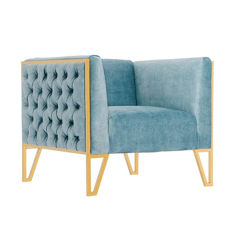 Manhattan Comfort Vector Gold Frame Velvet Accent Chair (Set of 2)