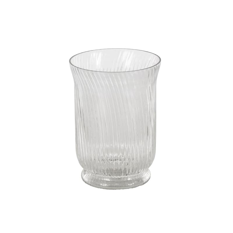 Glass Ribbed Fluted Candle Holder - Clear - Roche River Decor - 6"W x 6"L x 8"H