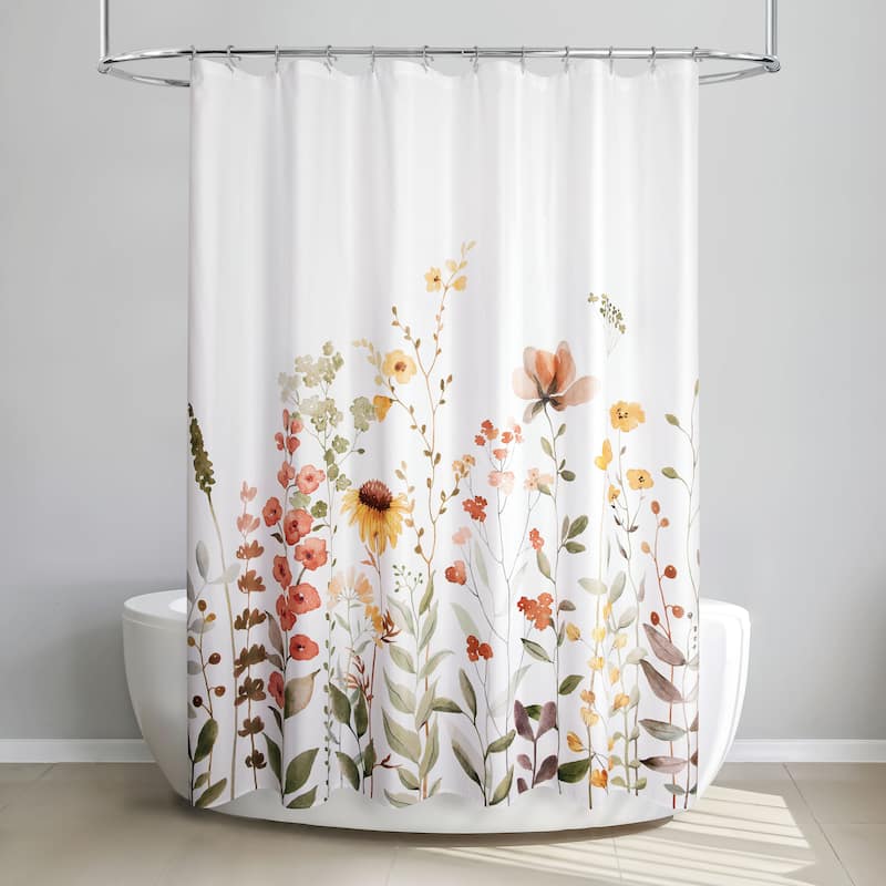 Wild Garden Polyester Fabric Printed Shower Curtain 70"x72"