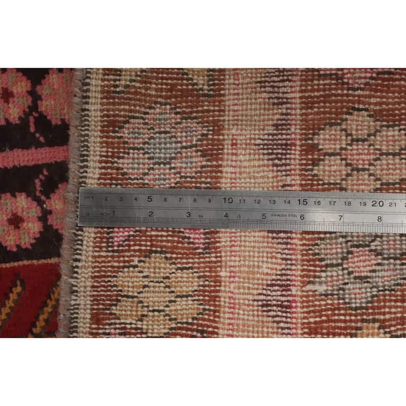 Hand Knotted Oriental 100% Wool Carpet Traditional Geometric Red Ardebil Runner Rug - 9' 8'' X 4' 0''