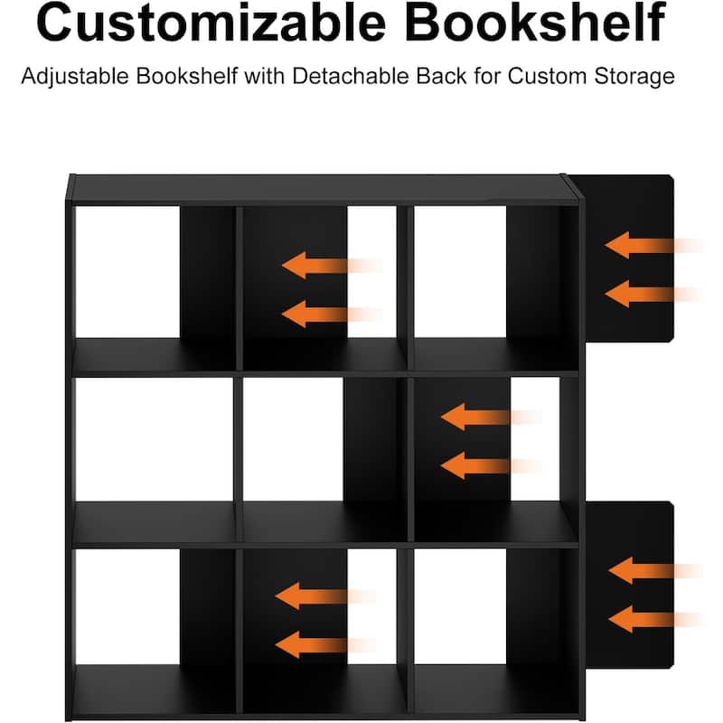 9 Cube Storage Organizer, Bookshelf with 5 Removable Back Panels for Living Room, Bedroom, Home Office - 36"D×36"W×11.6"H