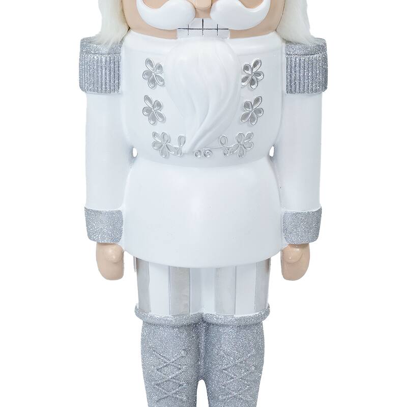 Sunnydaze Sterling the Silver Christmas Nutcracker Statue - 37" H - Set of 2