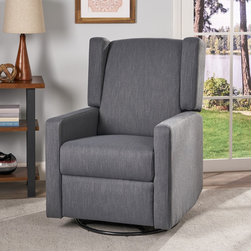 Swivel Glider Recliner, Adjustable Chair with Plush Upholstery - Charcoal