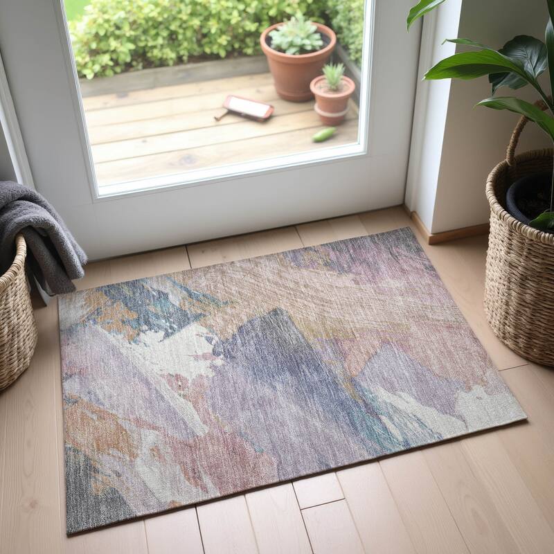 Premium Washable Super Soft Contemporary Brush Mayfield Rug - Pink - 1'8" x 2'6"