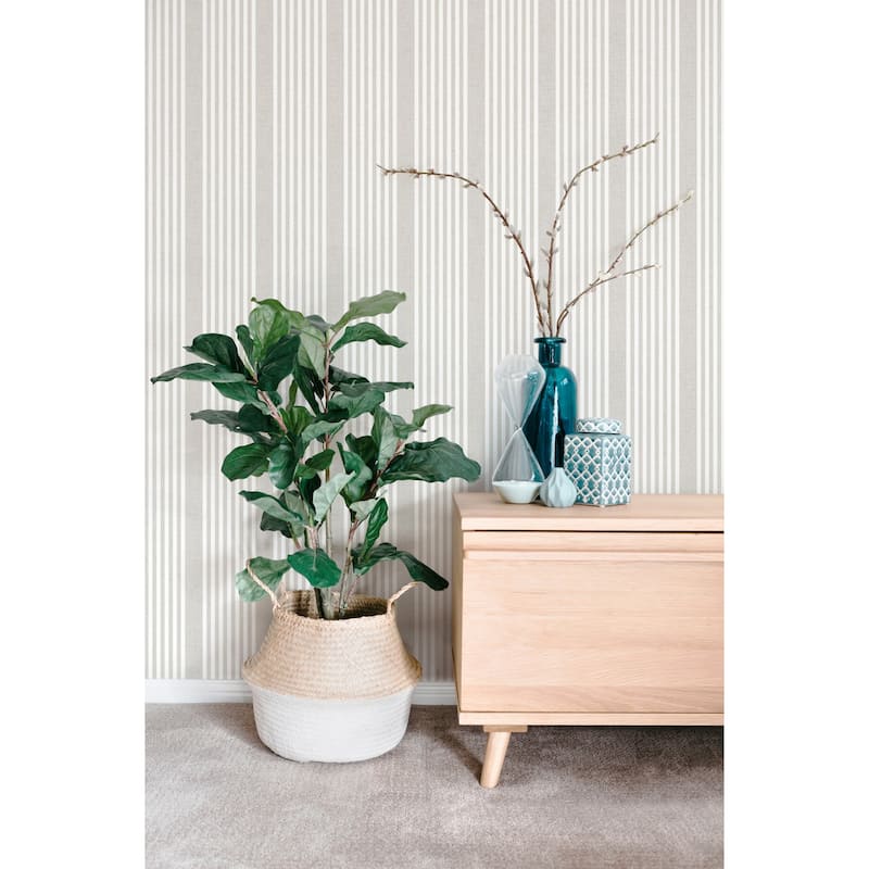 French Linen Stripe Grey Wallpaper - Bed Bath & Beyond - 39952878