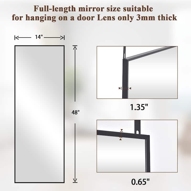 BEAUTYPEAK Full Length Wall Mirror 14 x 48 Hanging or Leaning