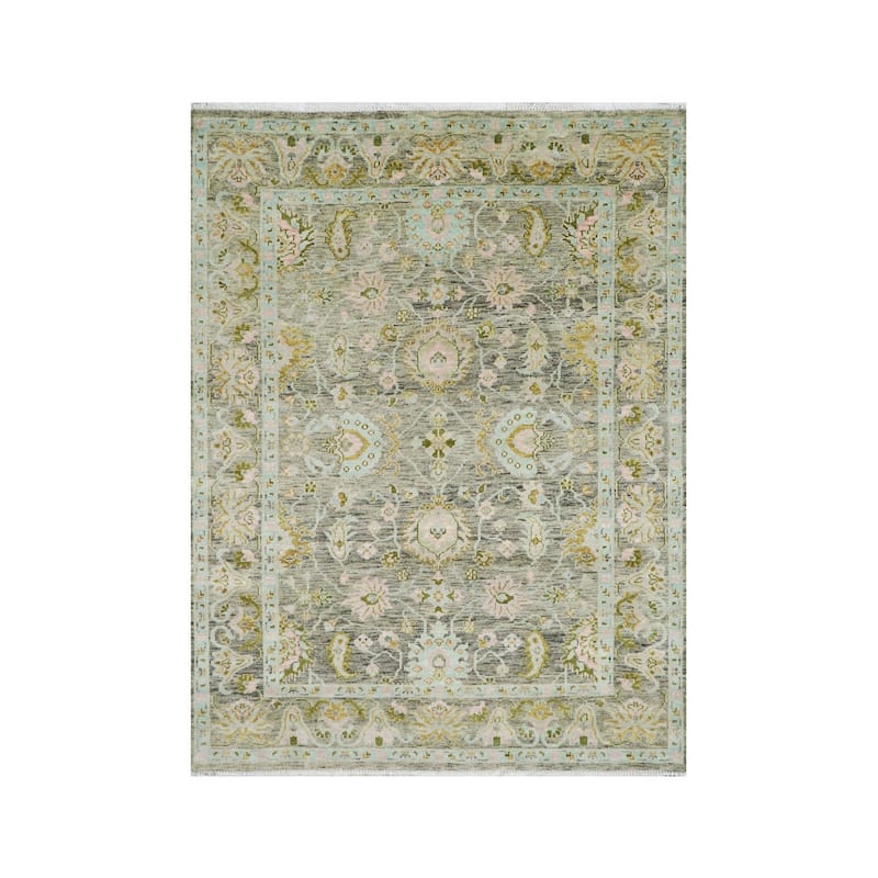 Mint Traditional Oushak Wool Rug 9x12 Hand Knotted by LoomBloom - 9' 1'' x 12' 2''