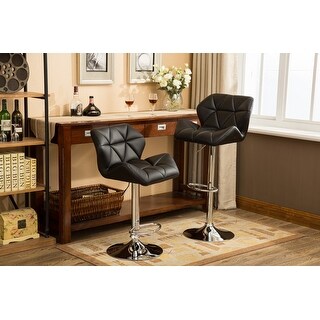 Contemporary Tufted Adjustable Height Hidraulic Bar Stools, Set of 2