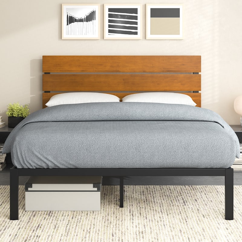 Priage by ZINUS Natural Metal Platform Bed Frame