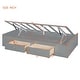 preview thumbnail 24 of 28, Twin Over Twin L-Shaped Bunk Bed with Wardrobe and Bottom Lift Up Hydraulic Bed, Kids Bunk Bedframe w/ Storage Drawers & Shelves