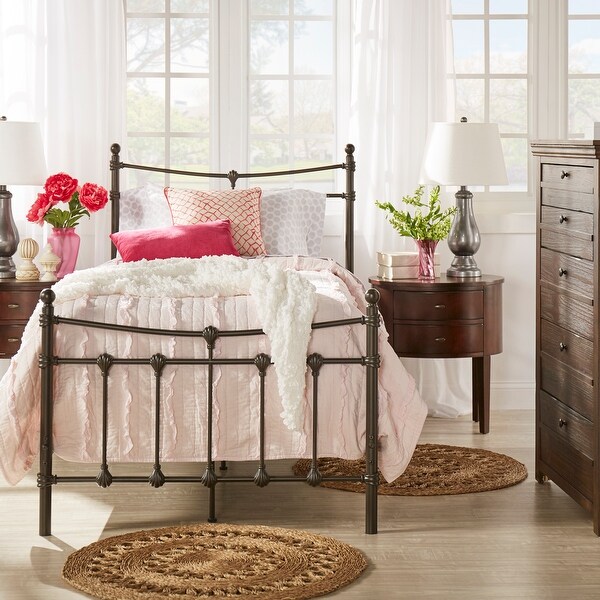 Dark Brown Steel Metal Bed King by Inspire Q Classic