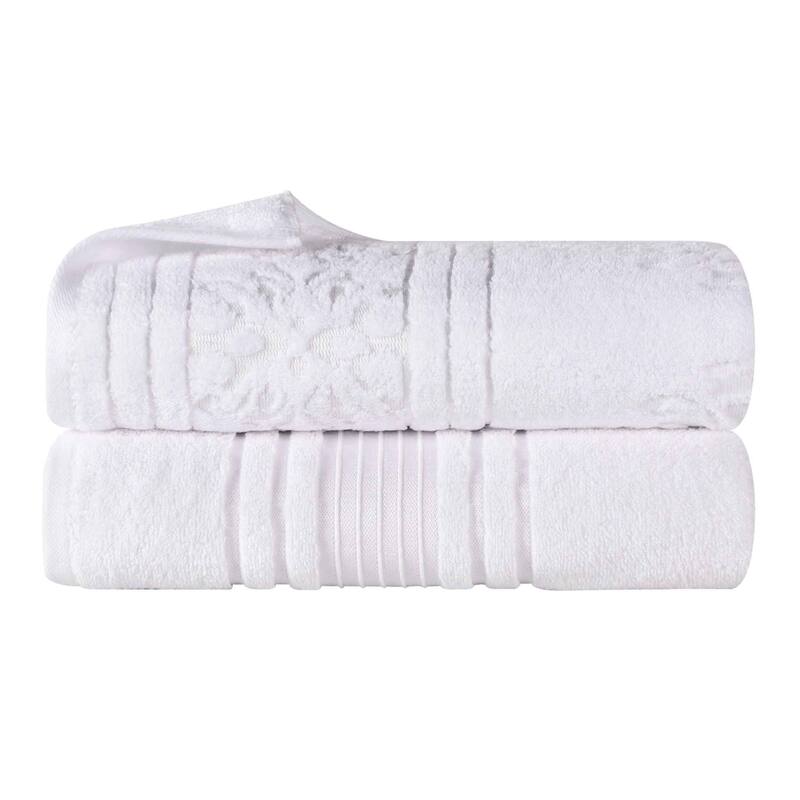 Superior Sadie Zero Twist Cotton Solid and Floral Bath Sheet Set of 2