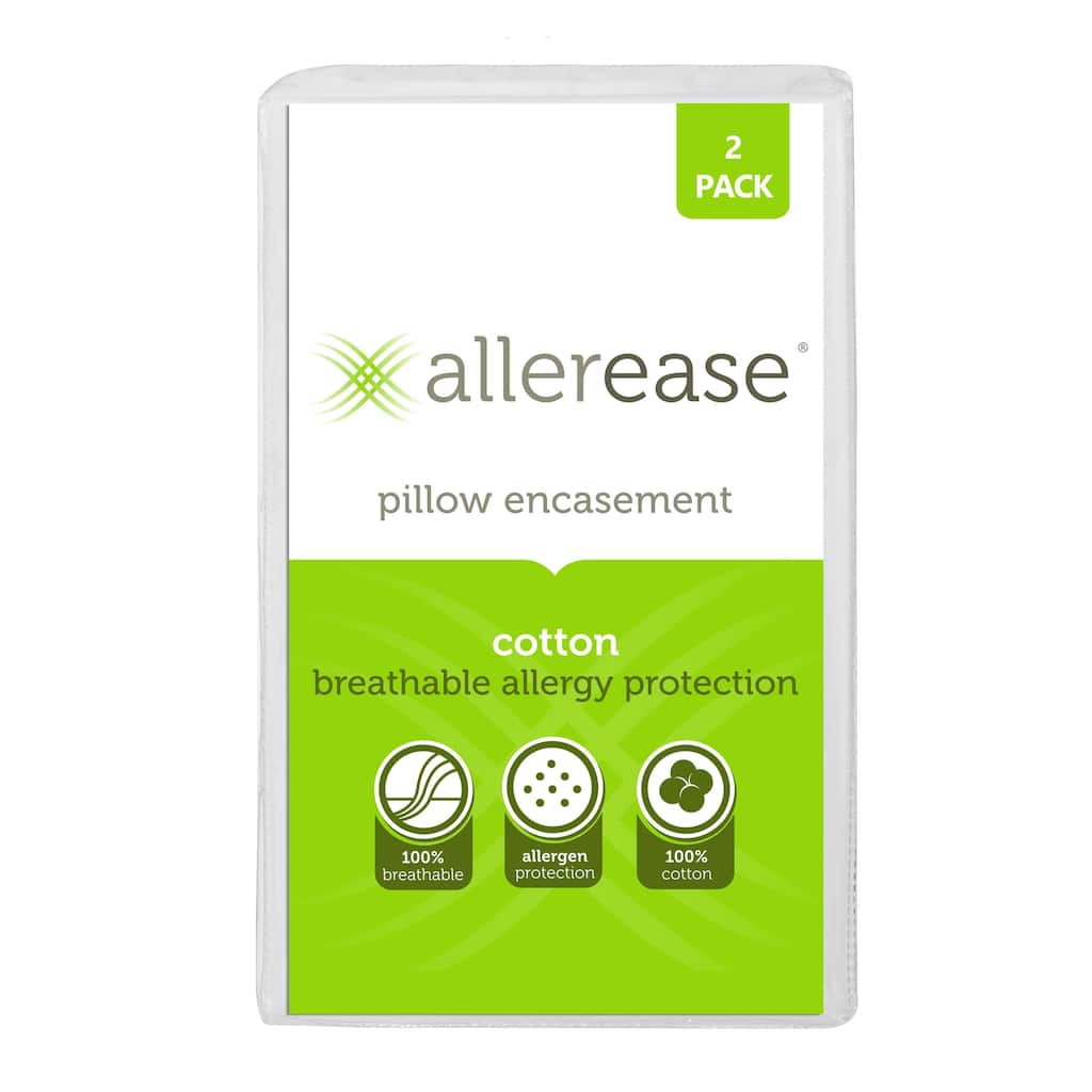 AllerEase Cotton Allergy Protection Pillow Protector, Set of 2