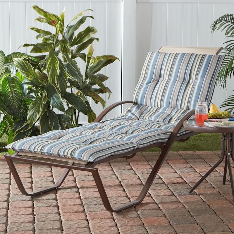 Outdoor Lightweight Striped Chaise Lounge Pad