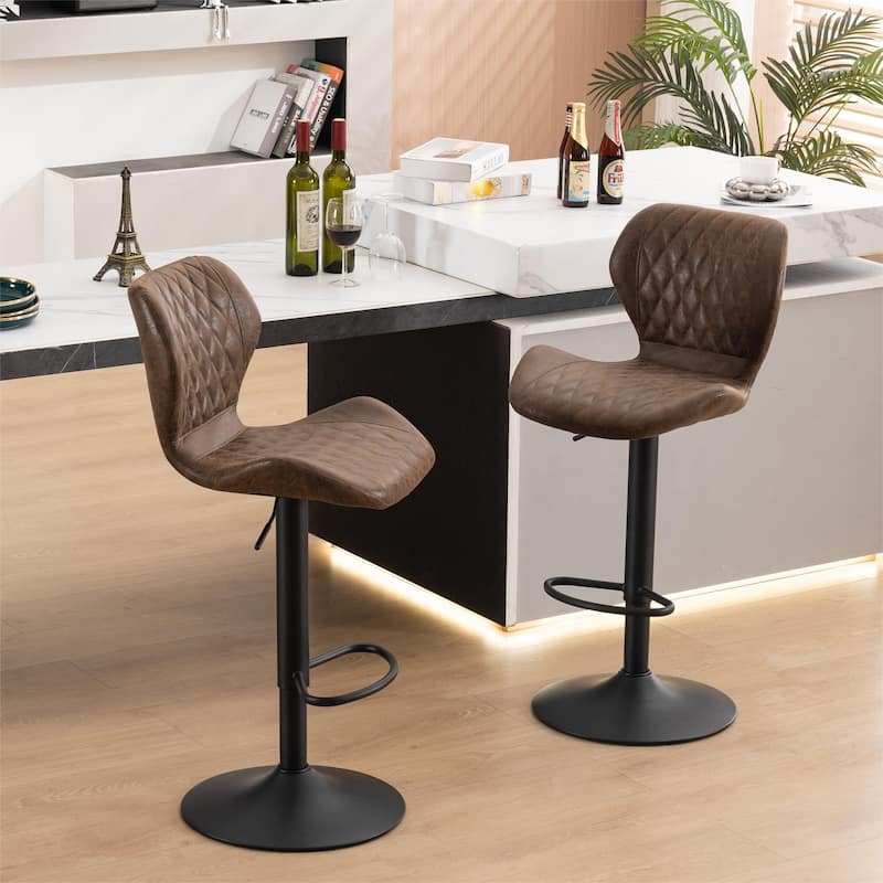 HOMYKA Swivel Adjustable Height Stool Set of 2 - Retro Brown