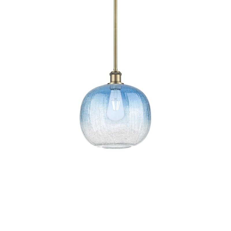Innovations Lighting 516-1S-12-11 Brookhaven Sphere Pendant Brookhaven - Antique Brass / Sapphire Blue