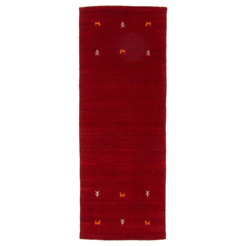 Kashkuli Gabbeh Red Rug 2'6" x 7'9" - 2'6 x 7'9 - Red - 2'6 x 7'9
