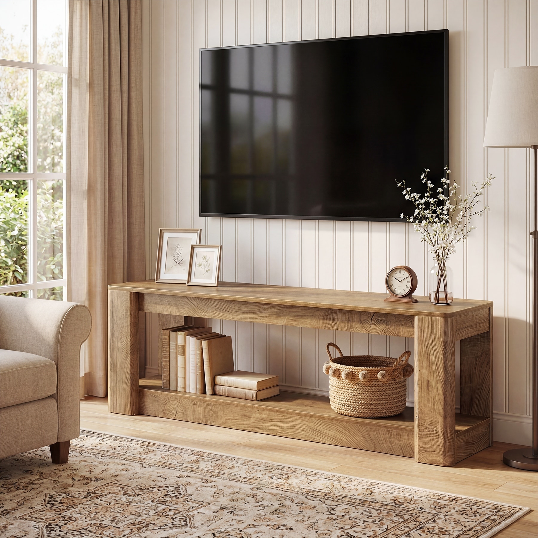 63" Narrow Farmhouse Console Table, Sofa Table for Behind Couch & Entryway