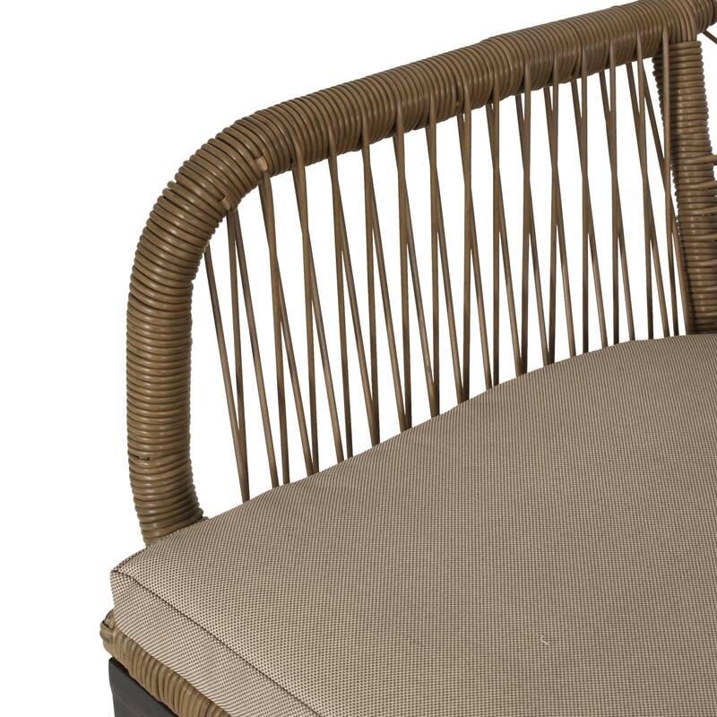 Russel Outdoor Wicker Dining Chair with Cushion (Set of 2) by Christopher Knight Home - 23.50" L x 26.25" W x 32.00" H