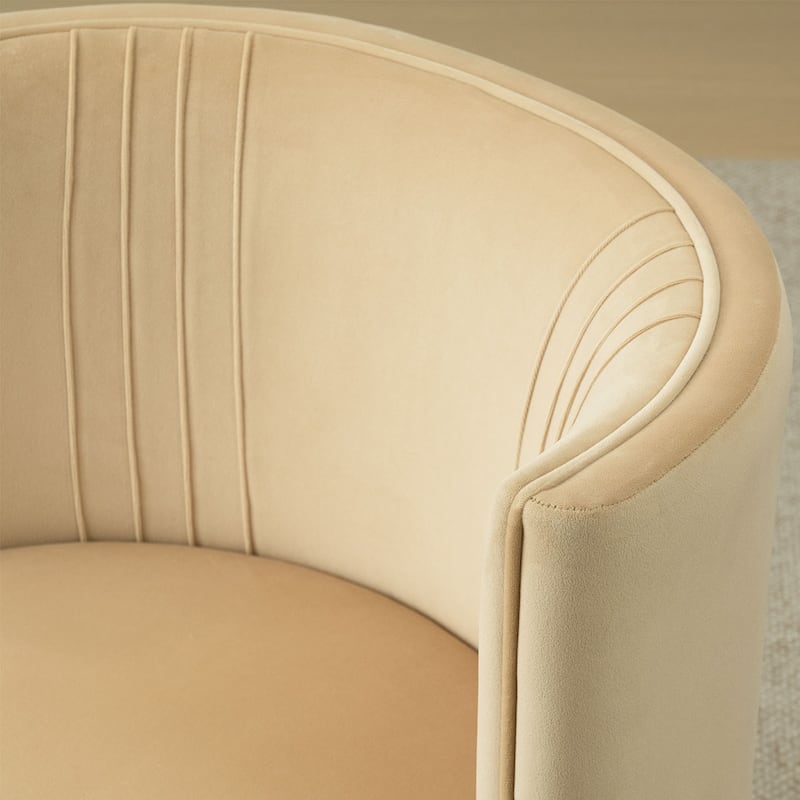 Velvet Swivel Dining Chairs with Rolling Casters, Upholstered Barrel Back Dining ArmChairs