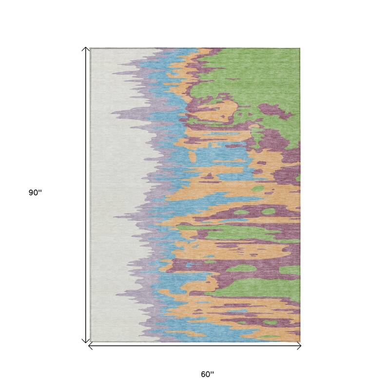HomeRoots Abstract Transitional Rectangle Outdoor Rug
