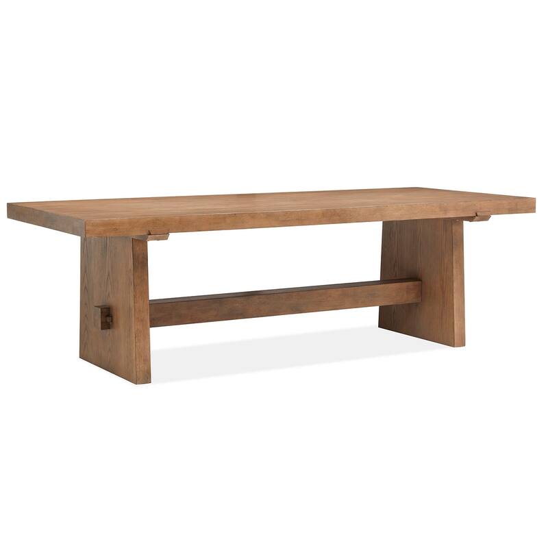 Magnussen Home Lindon Belgian Wheat Trestle Dining Table - 40''W x 96''D x 30''H - 40''W x 96''D x 30''H