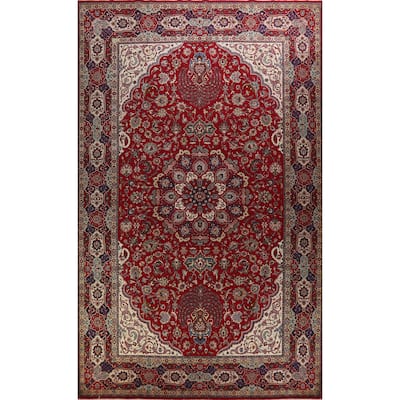Hand Knotted Oriental 100% Wool Carpet Traditional Floral Red Tabriz Area Rug - 16' 10'' X 10' 0''