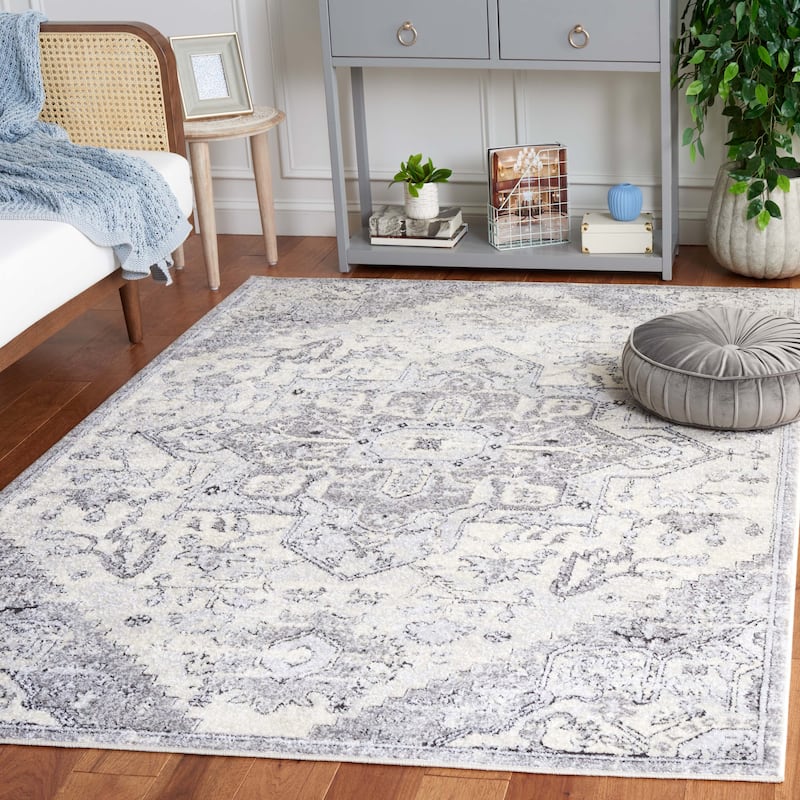 SAFAVIEH Tulum Gusti Boho Rug - 6'7" Square - Ivory Grey/Light Grey