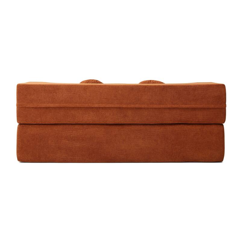 2-in-1 Convertible Folding Sofa Bed Lychee Velvet Futon Loveseat Couch