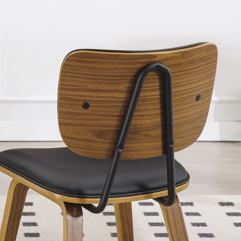 Faux Leather Upholstered Dining Chairs Set of 2/4 with Wood Legs - 32.3"H x 18.5"W x 21.8"D