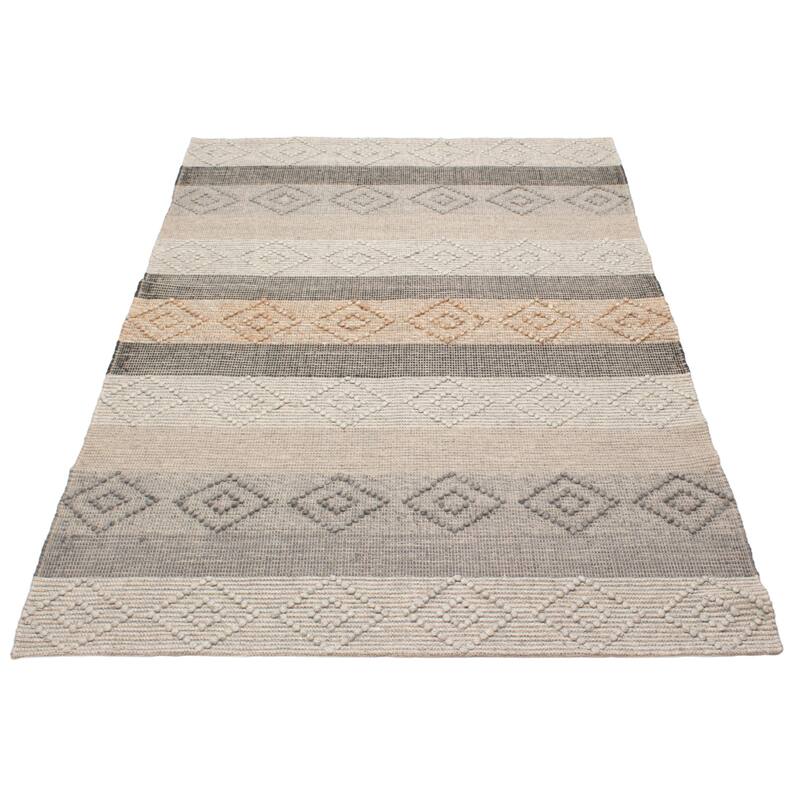 ECARPETGALLERY Braid weave Sienna Grey Wool Rug - 6'2 x 9'0