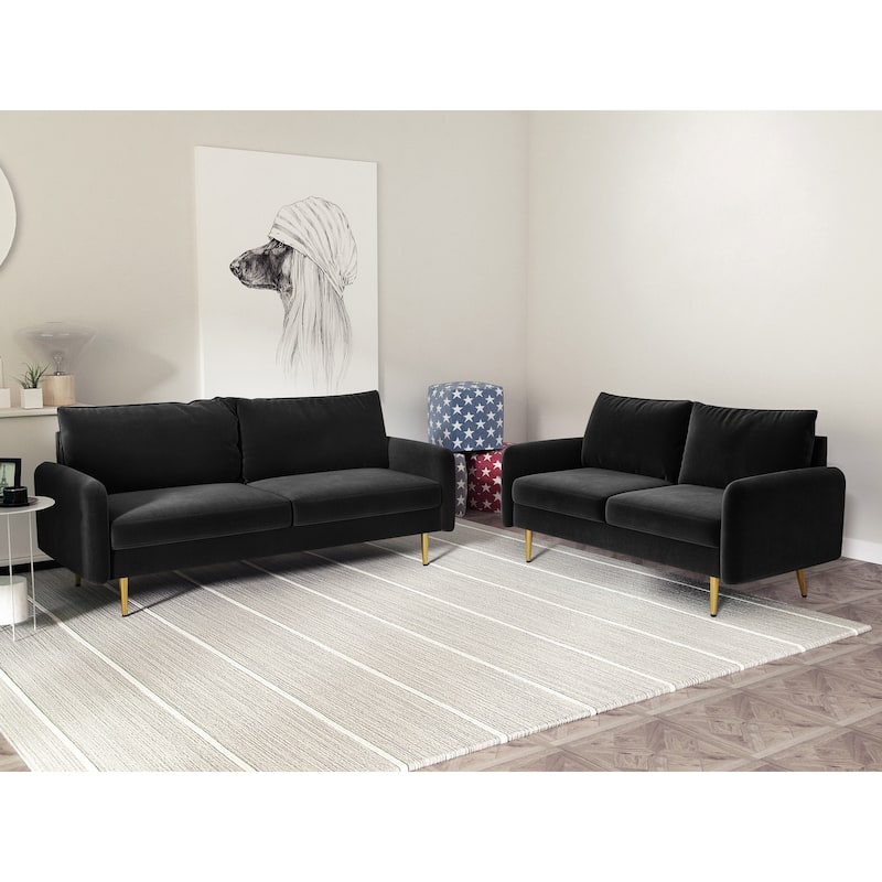 Velvet 2 Piece Loveseat and Sofa Living Room Set