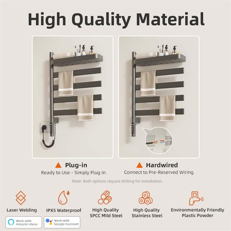 Wall-Mounted Electric Towel Dryer with Swivel Bars