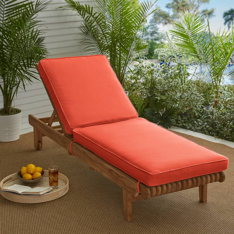 Sorra Home Sunbrella Indoor/Outdoor Chaise Lounge Cushion - 24"W x 73"L x 3"H - Canvas Melon