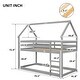 preview thumbnail 7 of 19, Twin over Twin Size Wood Loft Bed with Roof Design, Safety Guardrail and Ladder