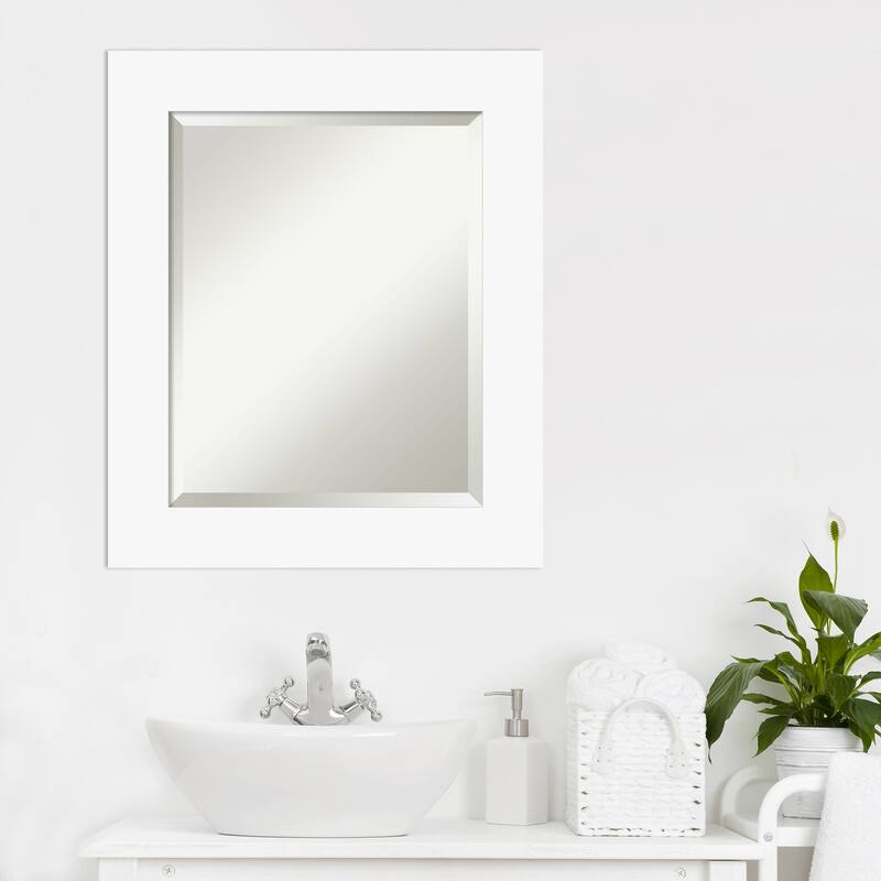 Basic Beveled Wood Framed Bathroom Vanity Wall Mirror