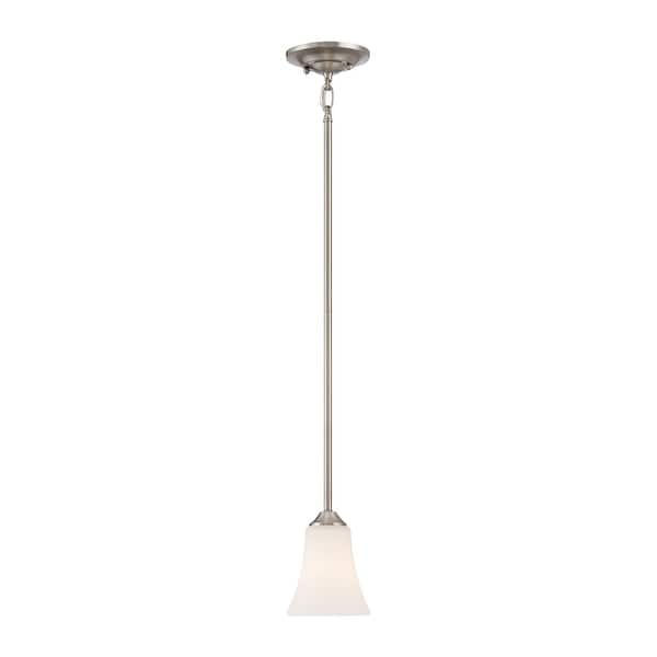 slide 1 of 1, Elk Home Treme Brushed Nickel With White Etched Glass 1 Light Pendant