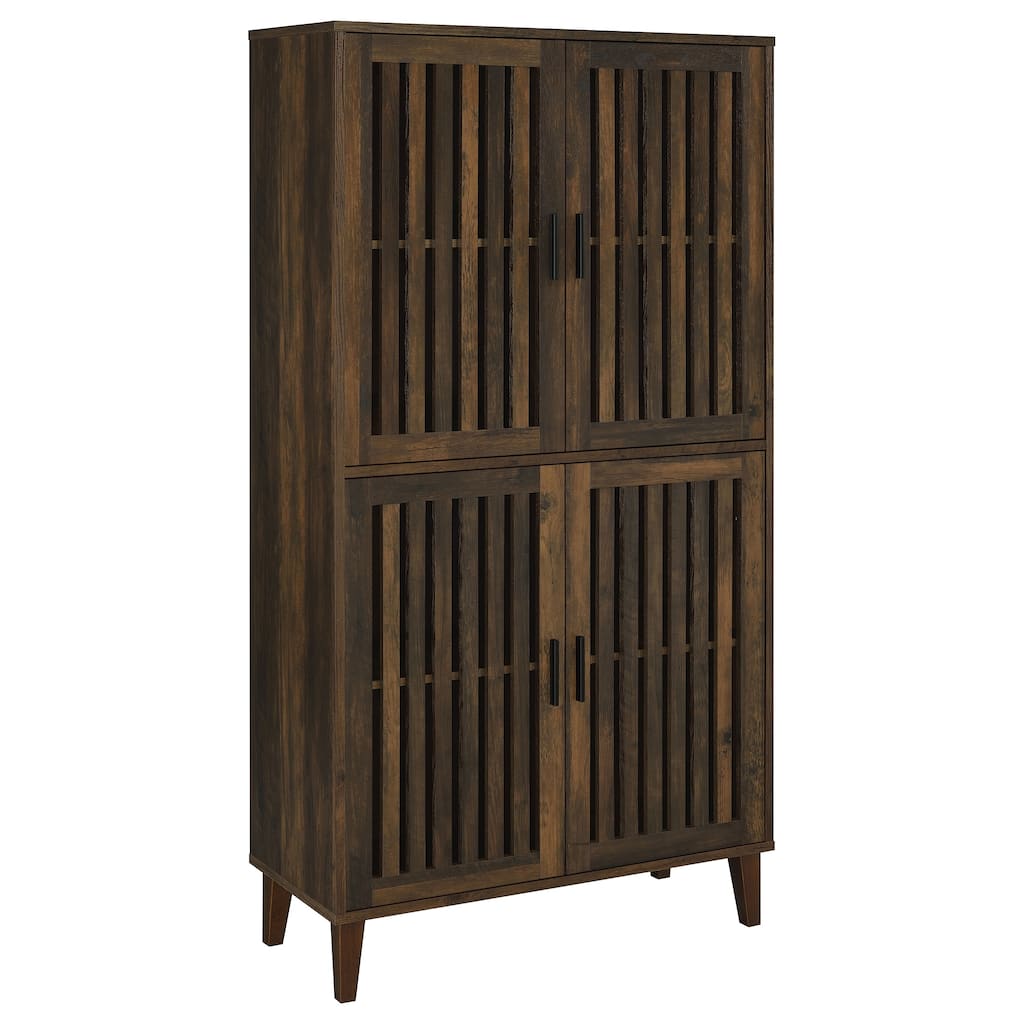 Elouise 4-Door Engineered Wood Tall Accent Cabinet Dark Pine