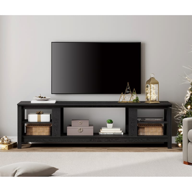 WAMPAT 70 Inch TV Stand for 75 Inch TV, Classic TV Console Table Entertainment Media Stand , Black - Black