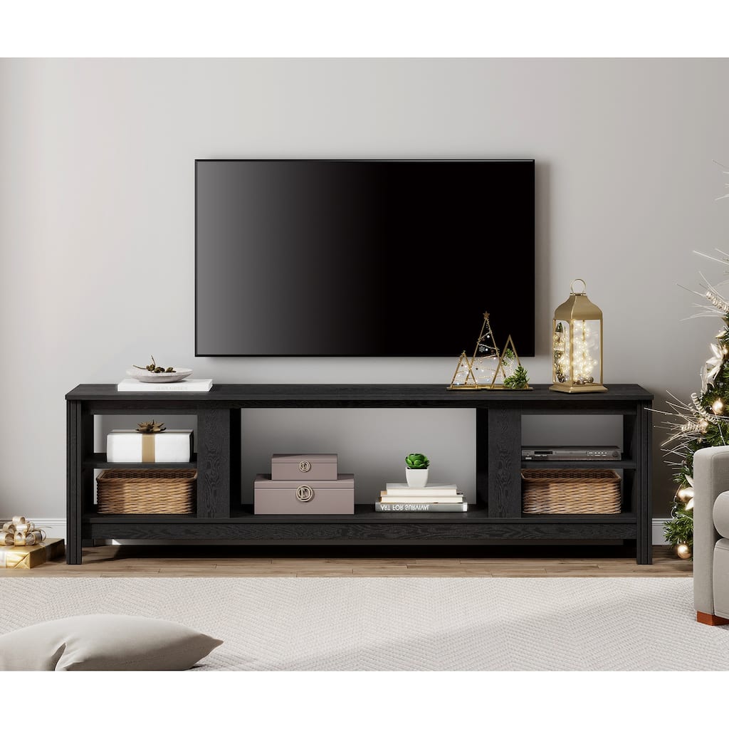 WAMPAT 70 Inch TV Stand for 75 Inch TV, Classic TV Console Table Entertainment Media Stand , Black