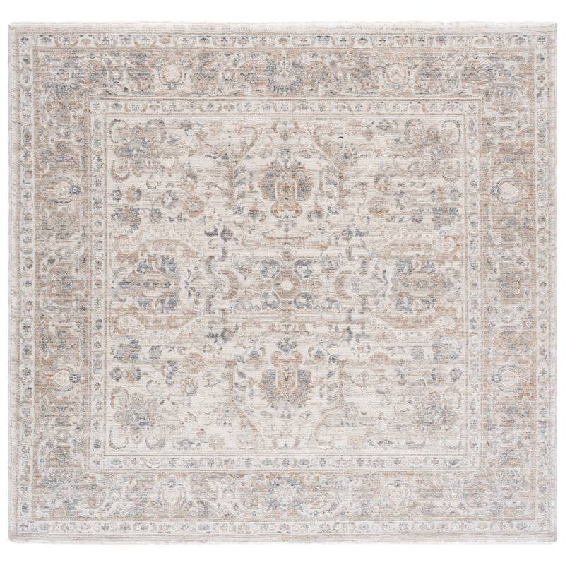 SAFAVIEH Kendal Aritina Traditional Rug - 6'7" Square - Beige/Ivory Grey