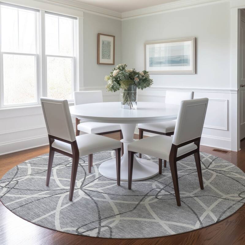 Machine Washable Indoor/ Outdoor Abstract Prism Chantille Rug